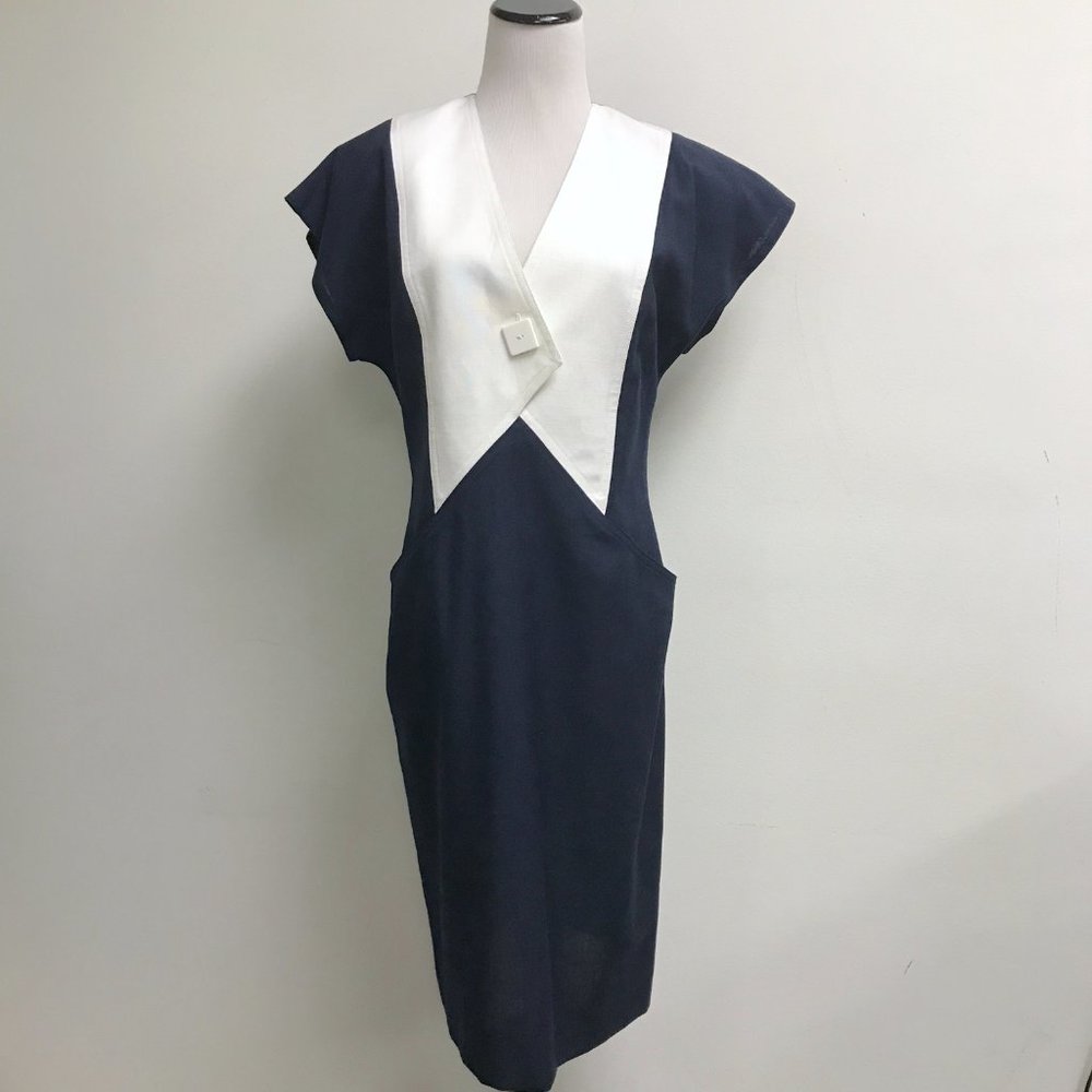 HOUSE OF WEILL DRESS Made in France navy white retro designer 8 vintage 60s vibe